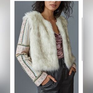 Bl^nk Eliza Embroidered Faux Fur Jacket size small​